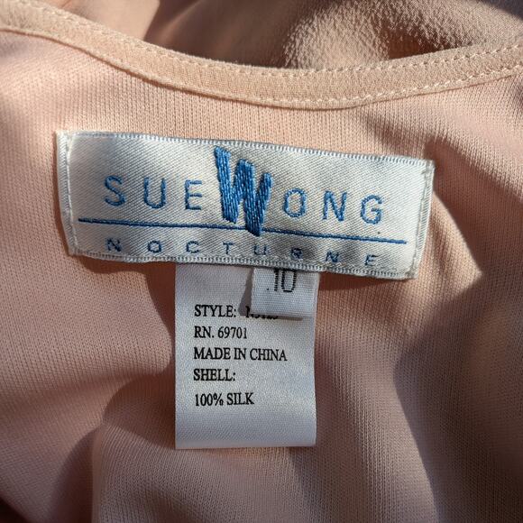 Vintage Sue Wong Prom Dress Maxi Gown 10 Pink Silk Y2K Fairy Bead Floral Nymph - Picture 13 of 16